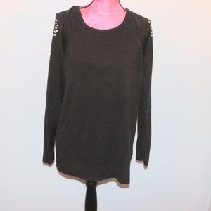 NEW Plus Size 2X Open Cold Shoulder Sweater Embellished With Clear Beading